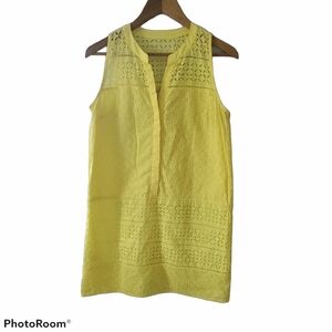 Loft Yellow Eyelet Sleeveless Dress